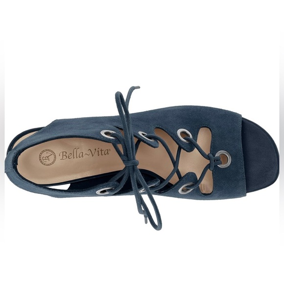Bella Vita Ingrid Lace Up Wedge Women’s 6 Navy Suede - Picture 3 of 5